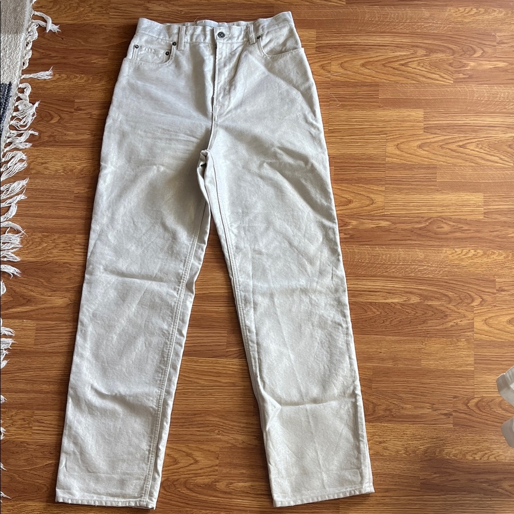 Golden Goose 
Glossy  effect fabric. 
Cream 
Hi waisted denim 
Size 28